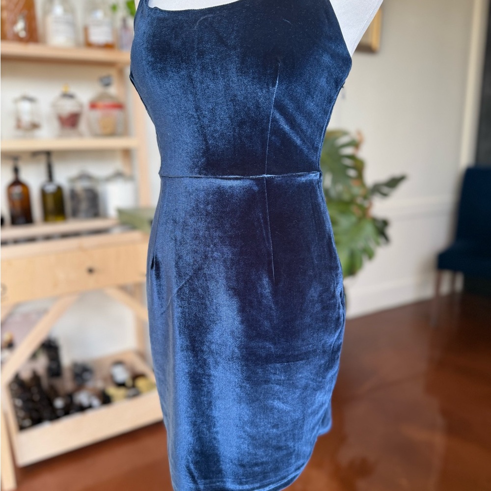 NBD Blue Velvet Bodycon Mini Dress - Size XS